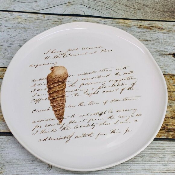 Ceramisia Made In Italy SEASHELLS WORDS Italian Pottery 9.25" Sided Plate Set 2 - Picture 2 of 7